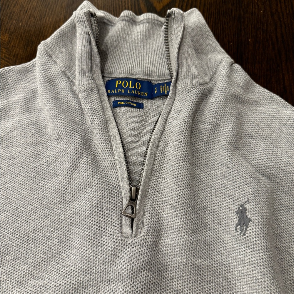 Polo by Ralph Lauren Gray Zip Up Sweater with Standing Collar
